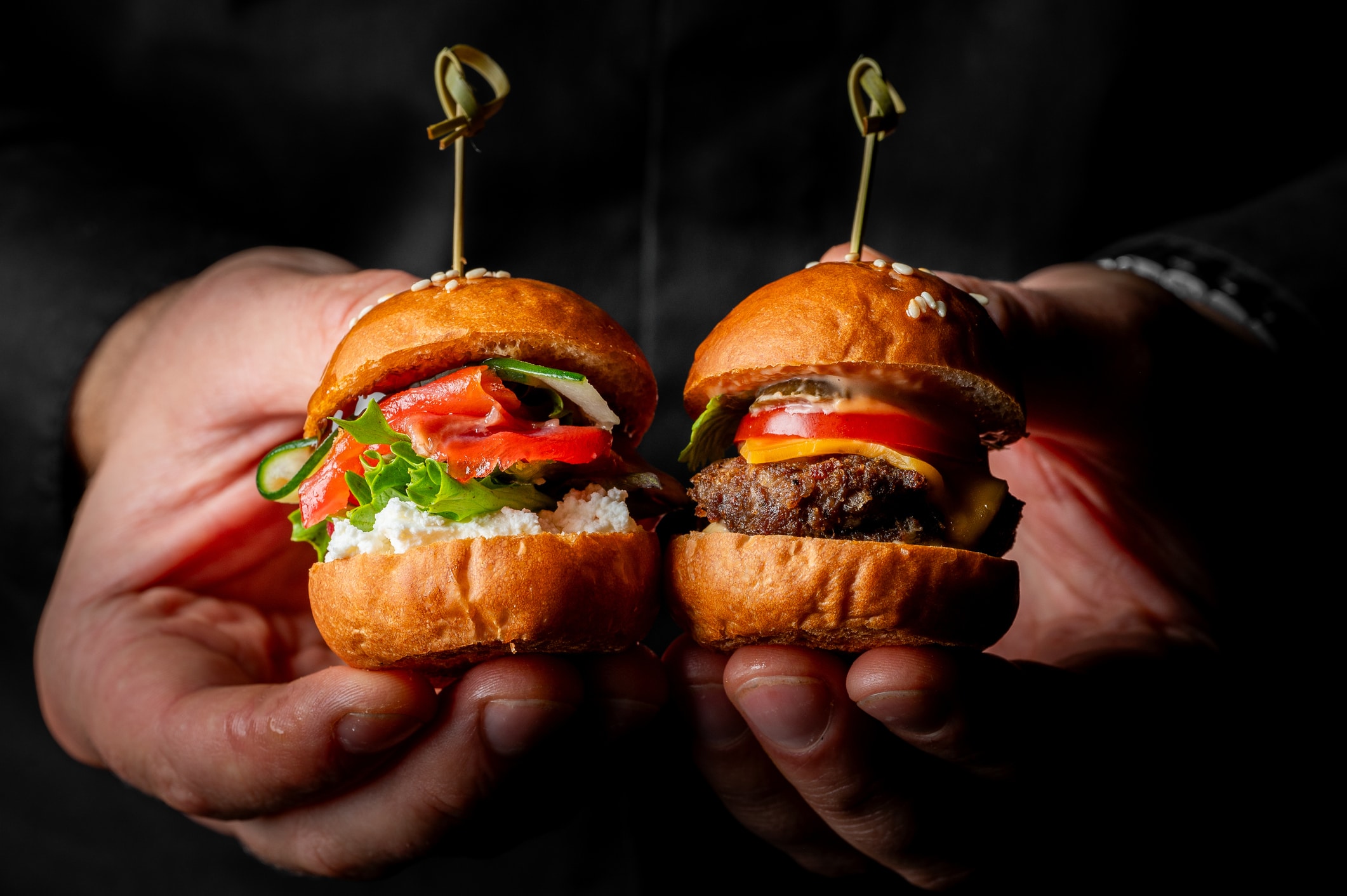 L'escale nordique : mini burger au saumon gravlax et sa crème onctueuse