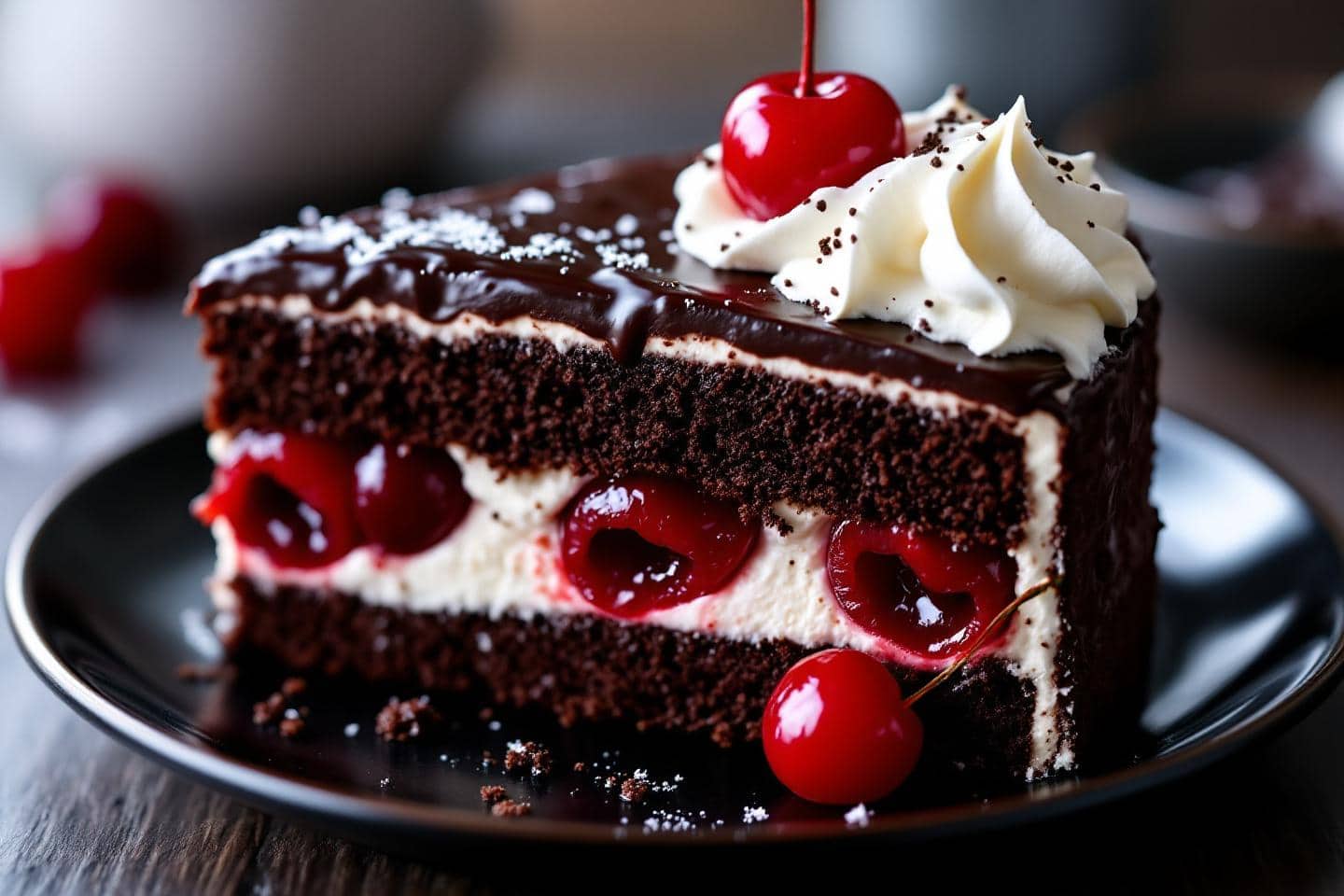 Chocolat moelleux, cerises gourmandes et chantilly irrésistible : on craque tous pour cette forêt-noire toute douce et très facile !