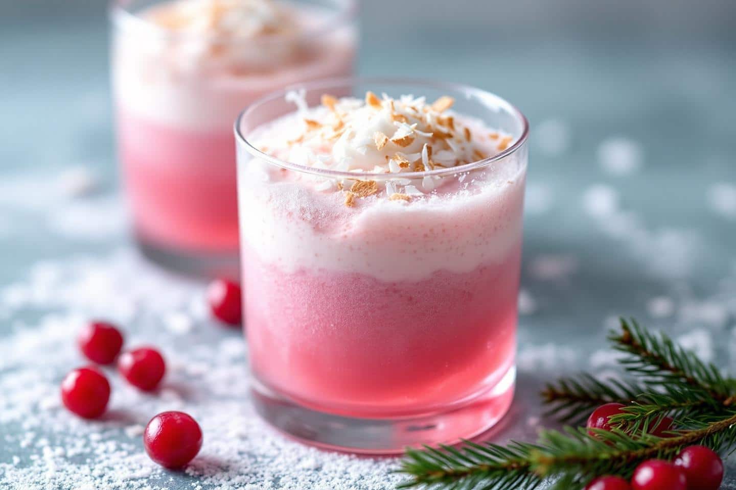 Un jour, un cocktail : Flocon Rouge, fraîcheur cranberry et mousse coco pour un apéritif rose tout en légèreté