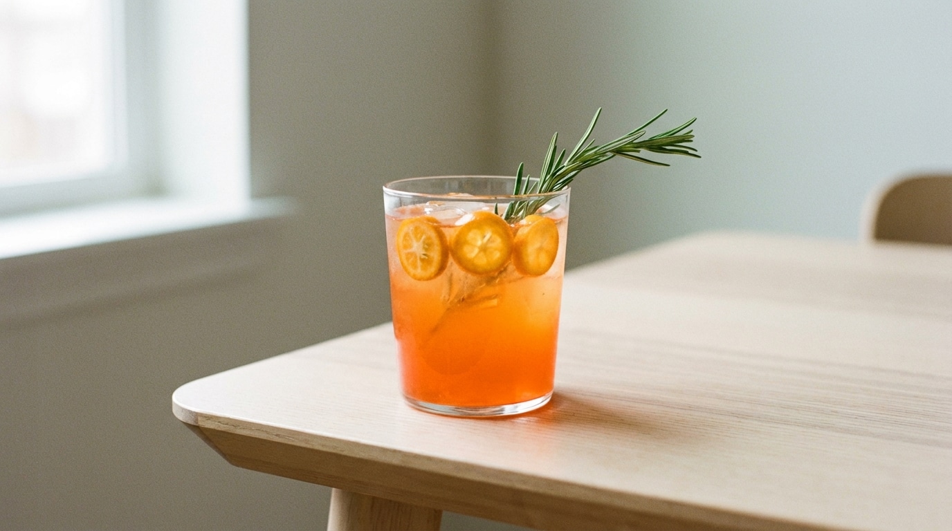 Un jour, un cocktail : spritz kumquat & romarin, fraîcheur acidulée pour les apéros de janvier