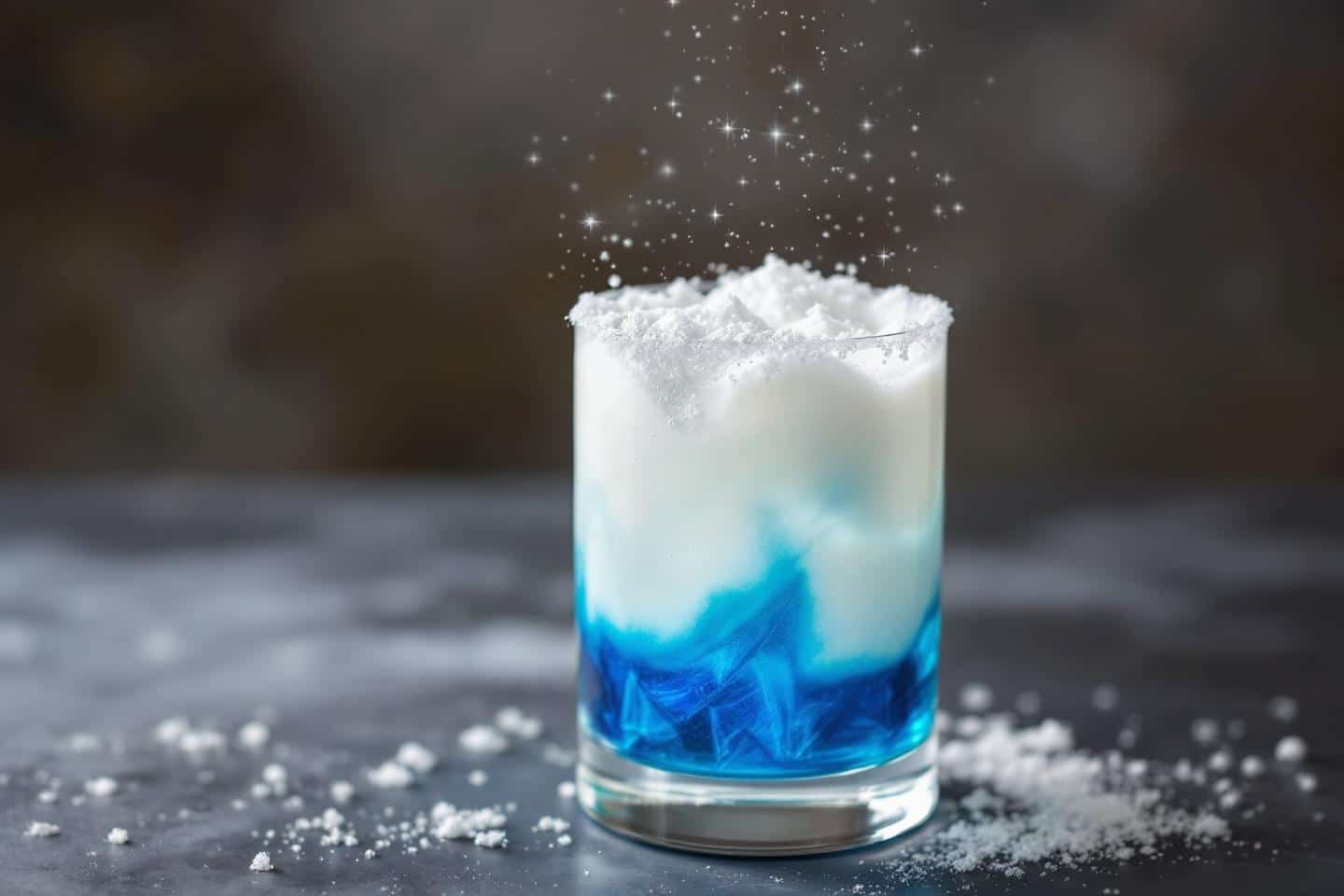 Un jour, un cocktail : Reine des Neiges bleu curaçao-coco, fraîcheur mentholée et nuage sucré pour un apéritif magique