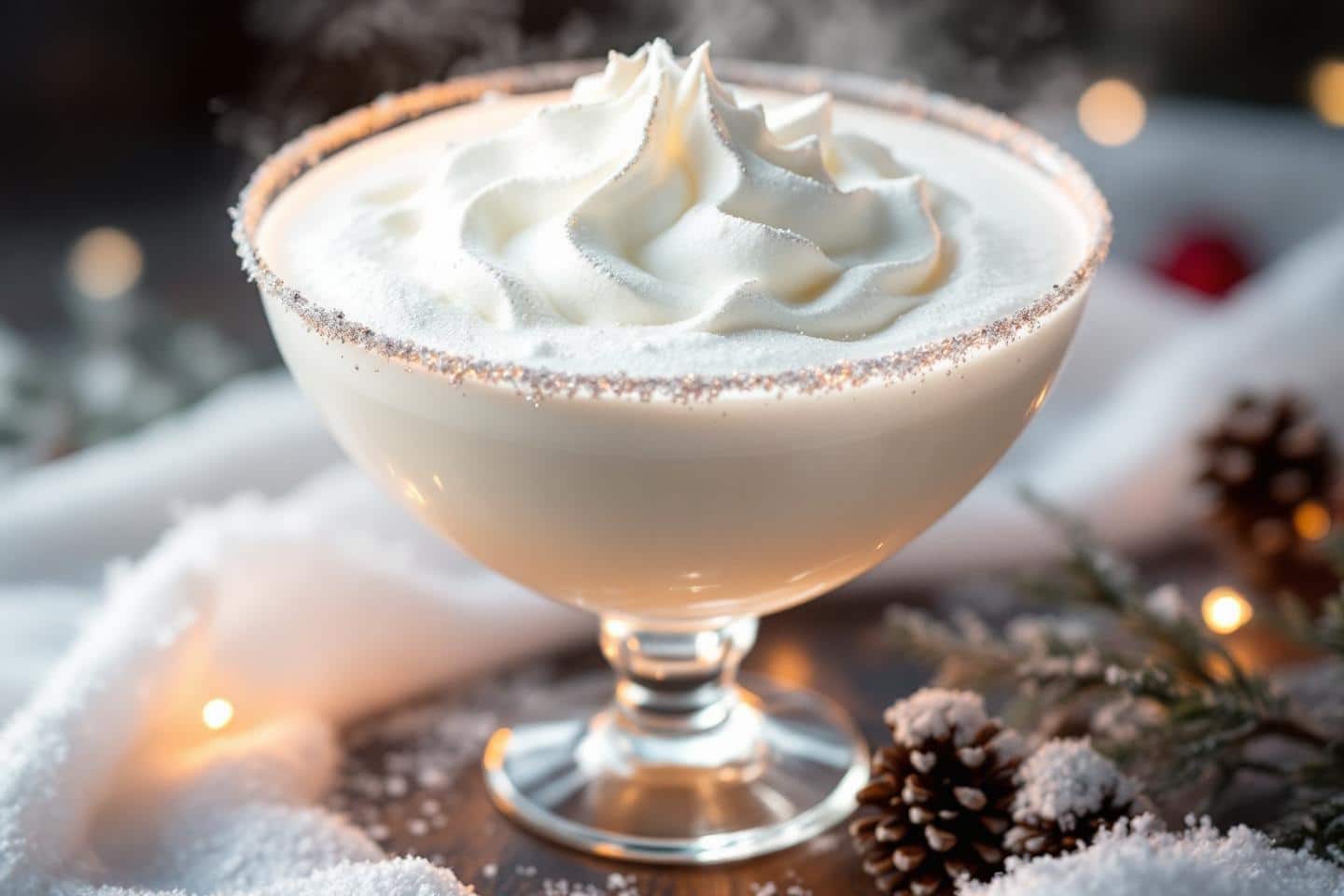 Un jour, un cocktail : Boule de Neige meringuée, la boisson d’hiver qui brille sous les éclats d’argent