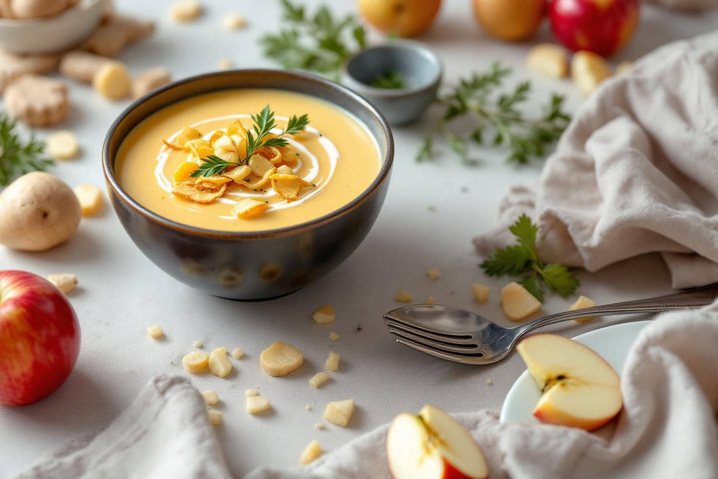 « Elle réchauffe la maison tous les hivers » : la soupe panais-pomme crémeuse et hyper rapide que j’adore préparer après le travail