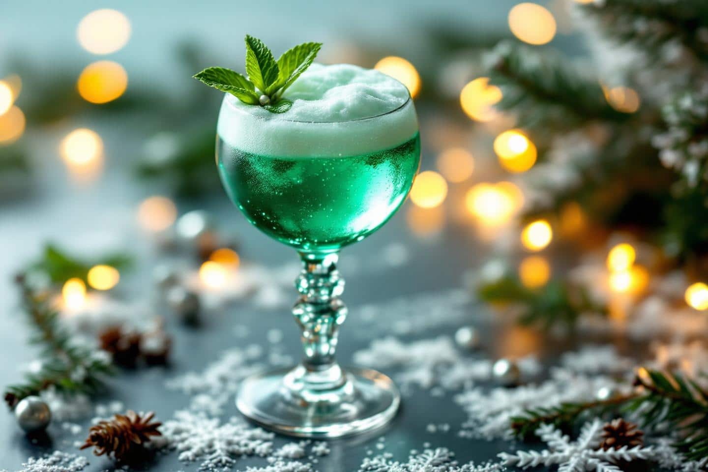 Un jour, un cocktail : forêt enchantée au sapin, pomme pétillante et nuage de menthe argentée