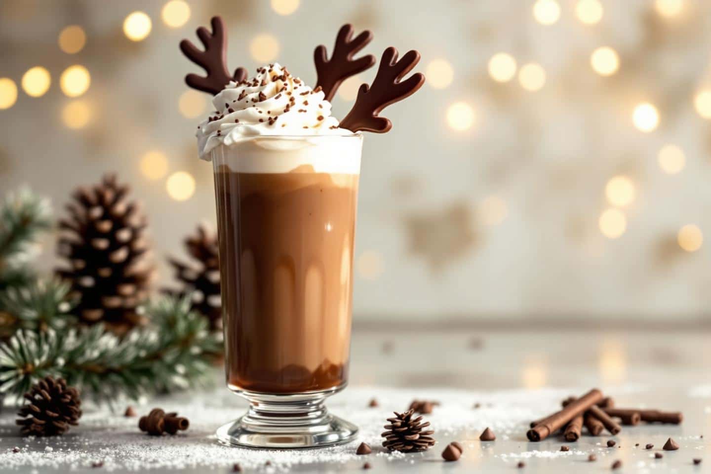 Un jour, un cocktail : lumière des Rennes, mariage cacao chaud, espresso et vanille pour une gourmandise magique à déguster le 23 décembre