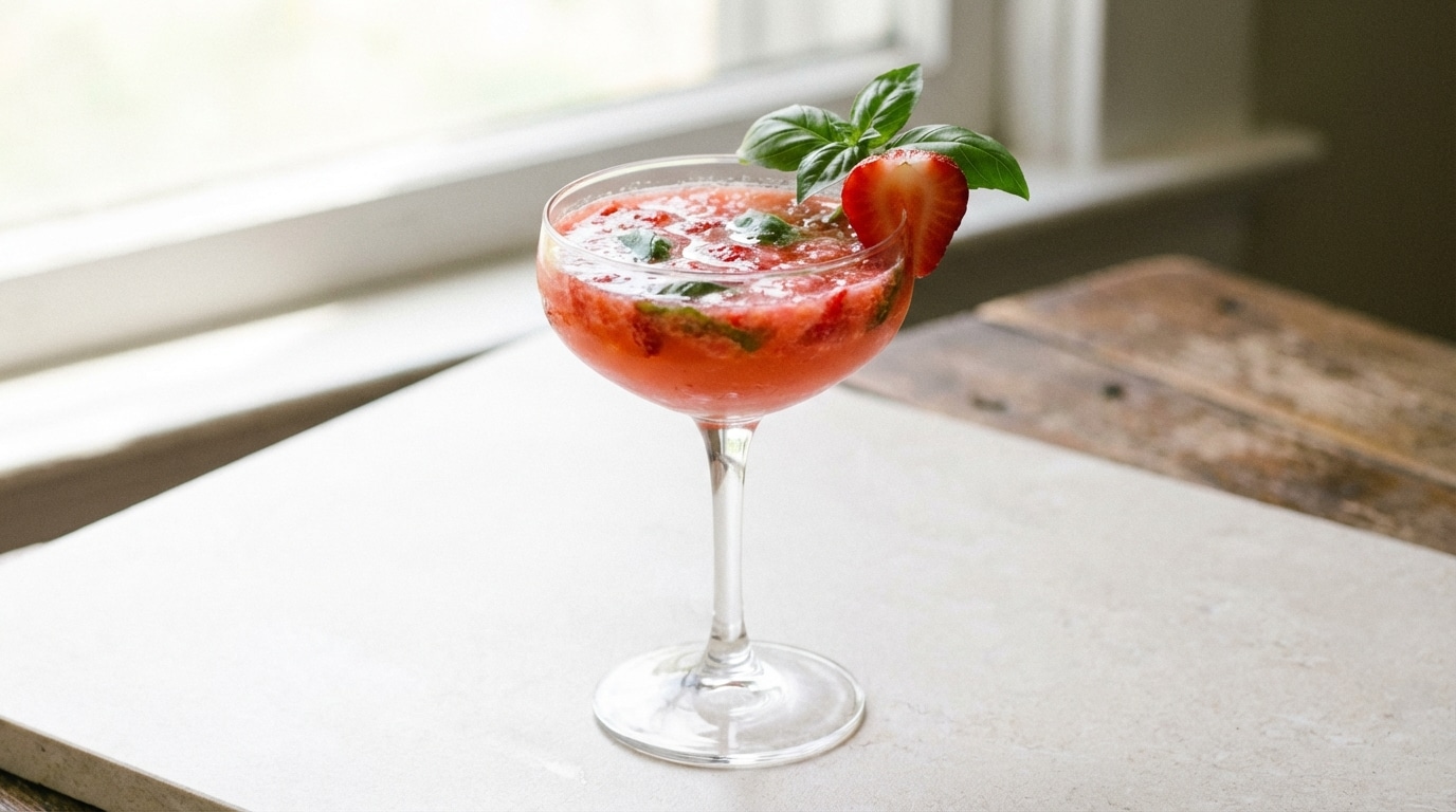 Un jour, un cocktail : fraise & basilic, le mix fruité-citron pour s’hydrater et repartir du bon pied