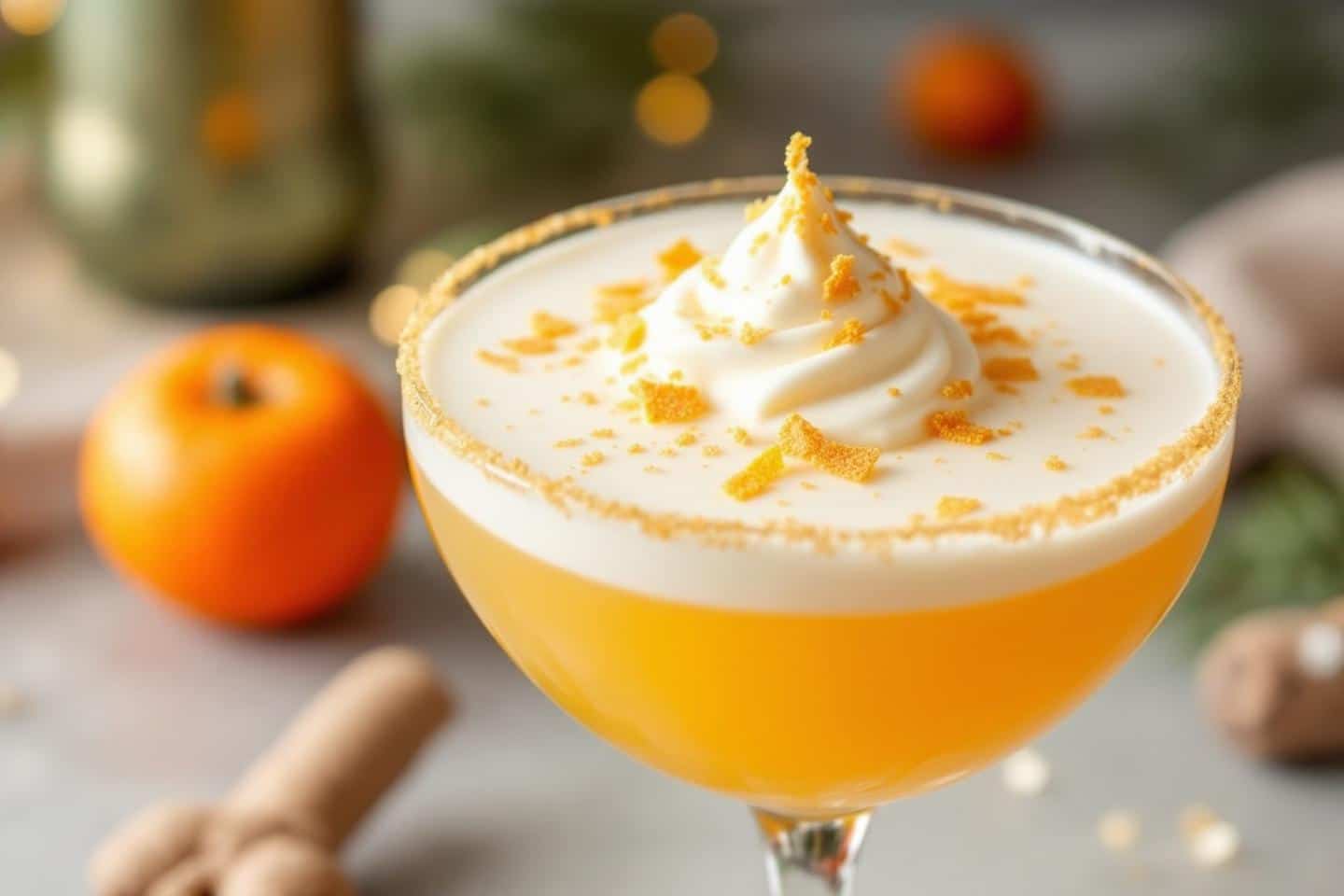Un jour, un cocktail : lanterne de Noël à la clémentine confite et mousse de gingembre, le mélange lumineux pour clore le calendrier de l’avent en beauté