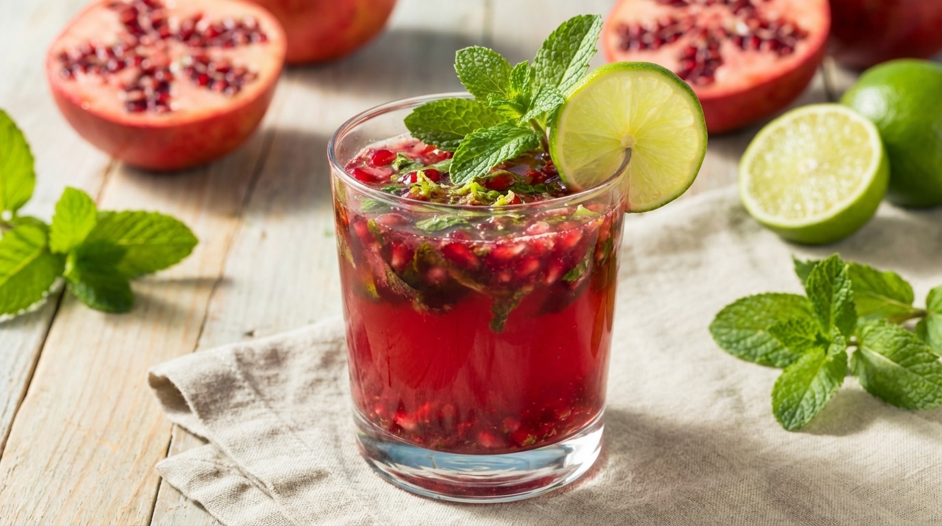 Un jour, un cocktail : grenade menthe-citron vert, le mélange tonique pour repartir du bon pied