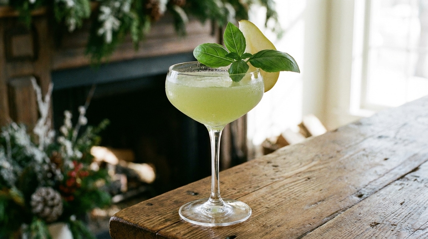 Un jour, un cocktail : basilic & poire légère, la douceur fruitée à savourer en hiver