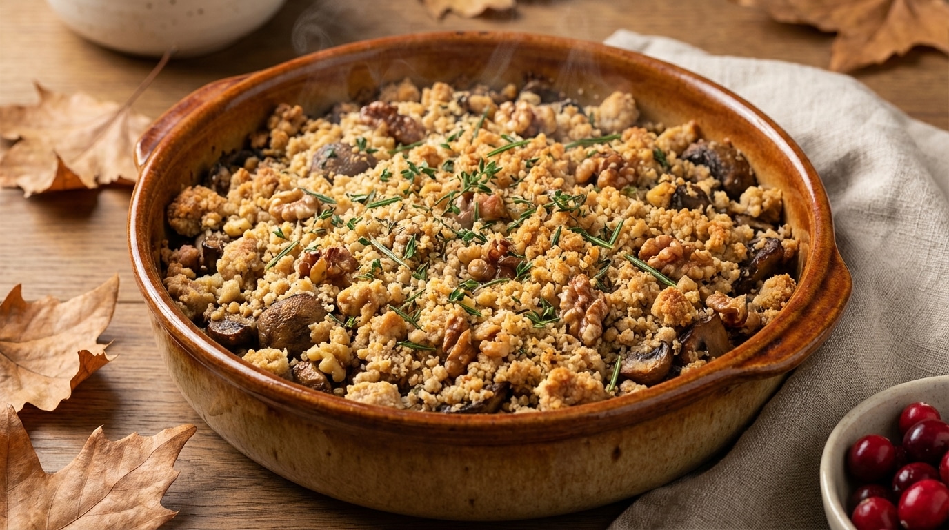 Je ne peux plus me passer de ce crumble minute aux champignons et noix : la recette automnale prête en 20 minutes