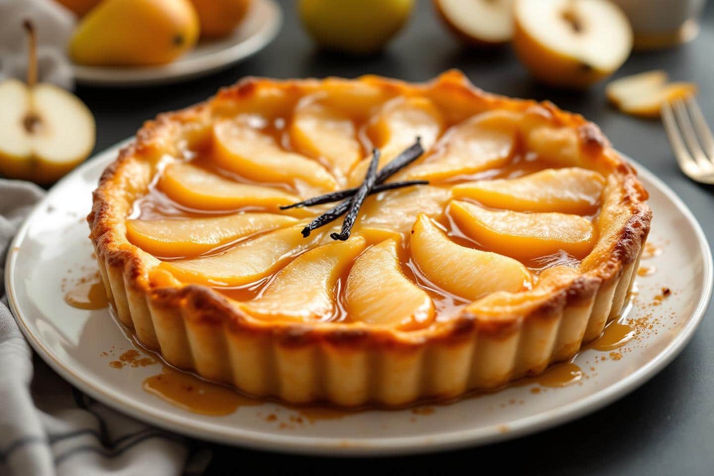 Fondante, dorée, parfumée à la vanille : la tarte tatin aux poires de ma grand-mère est prête en 30 minutes (succès immédiat !)
