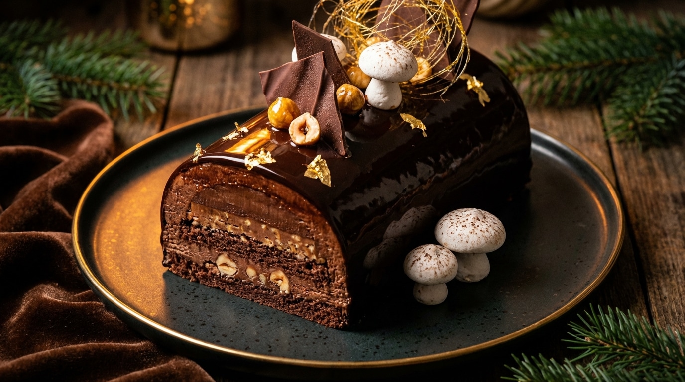 J’ai tenté la bûche chocolat-noisettes minute : 10 minutes de cuisson, génoise ultra moelleuse, glaçage simple et effet fête assuré