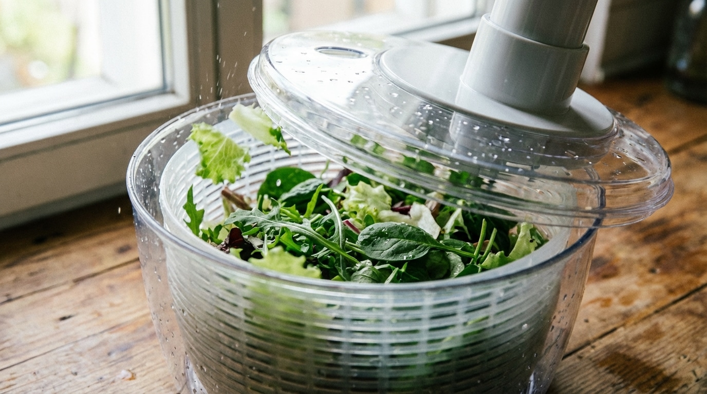 Pourquoi je n’utilise plus jamais d’essoreuse à salade dans ma cuisine (et par quoi je l’ai remplacée)