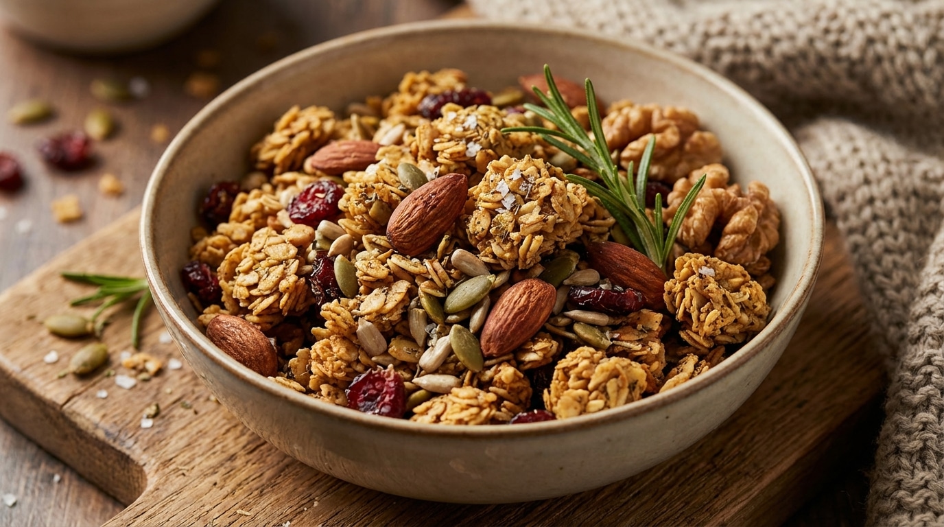 Ce granola salé prêt en 20 minutes a révolutionné mes apéros d’hiver (et il accompagne aussi très bien les soupes et salades !)