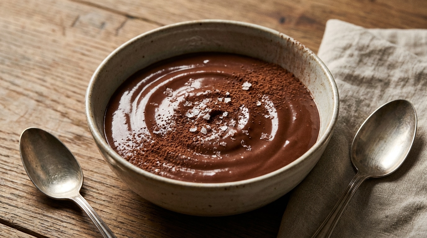 Adieu les œufs : cette crème chocolat-cacao au tofu soyeux se prépare en 5 minutes et rivalise avec une mousse classique (protéines et onctuosité au rendez-vous !)