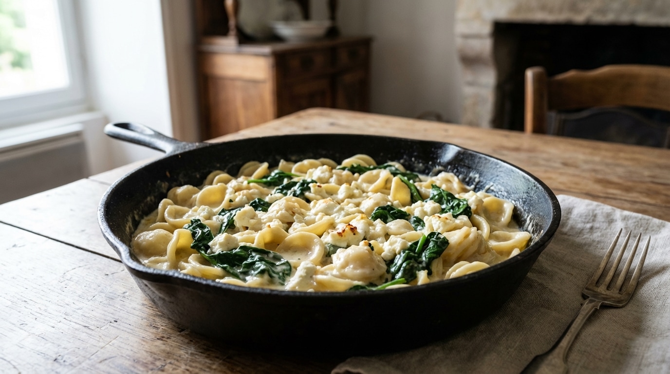 Mes pâtes épinards-feta sont devenues divinement crémeuses le jour où j’ai ajouté cet ingrédient une fois le feu éteint