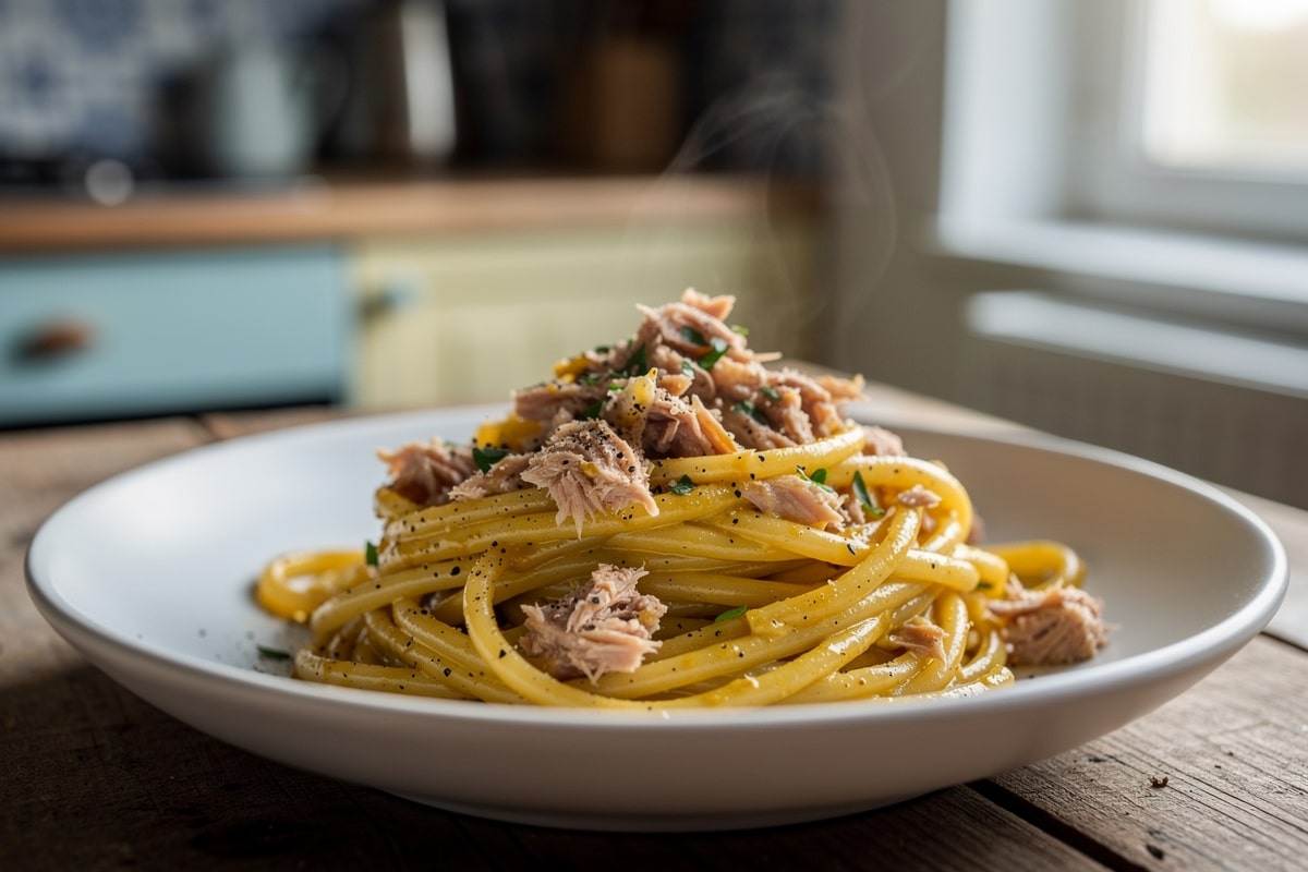 « Vive la sauce moutarde-citron ! » : ce plat de pâtes au thon minute régale (et dépanne) pour moins de 2 €