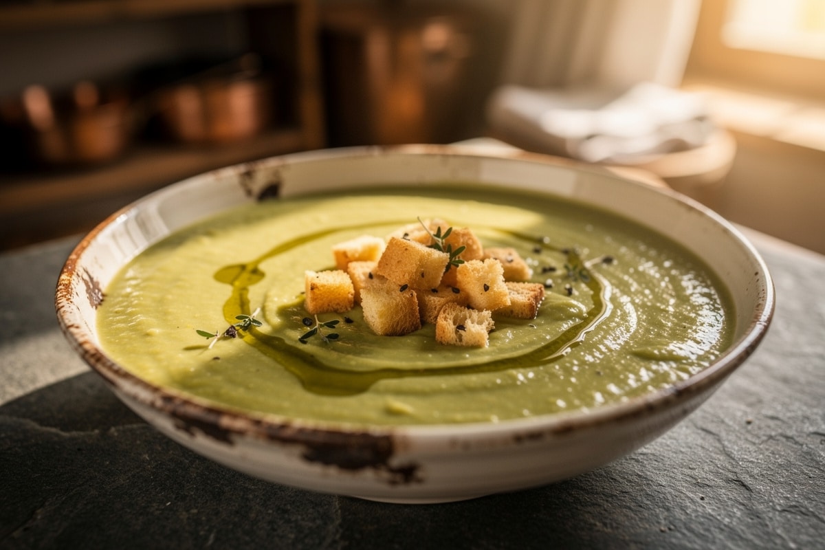 « Quatre ingrédients, un fond de placard : la soupe de pois cassés crémeuse et croquante à moins de 1,20 € la part »