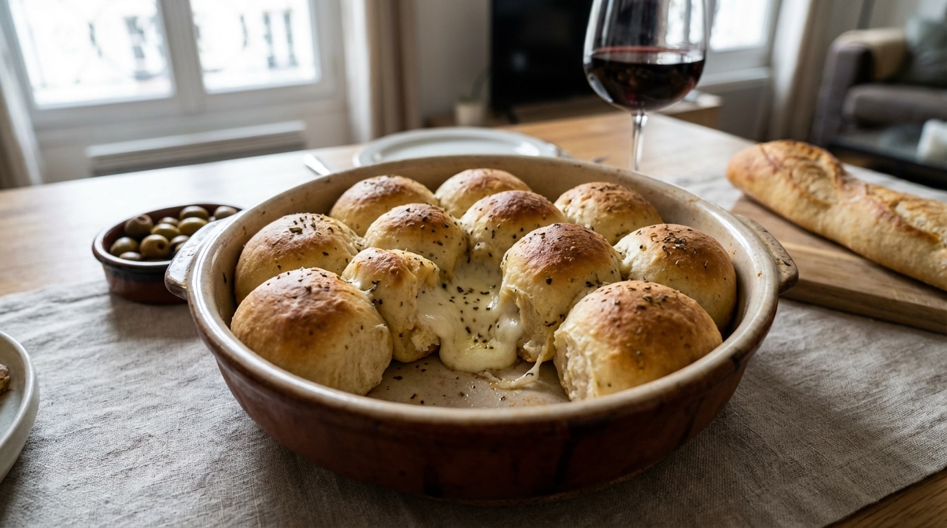« Ma pâte reposait depuis une heure » : j’ai piégé un dé de mozzarella dans chaque boule et le four a fait le reste en 15 minutes