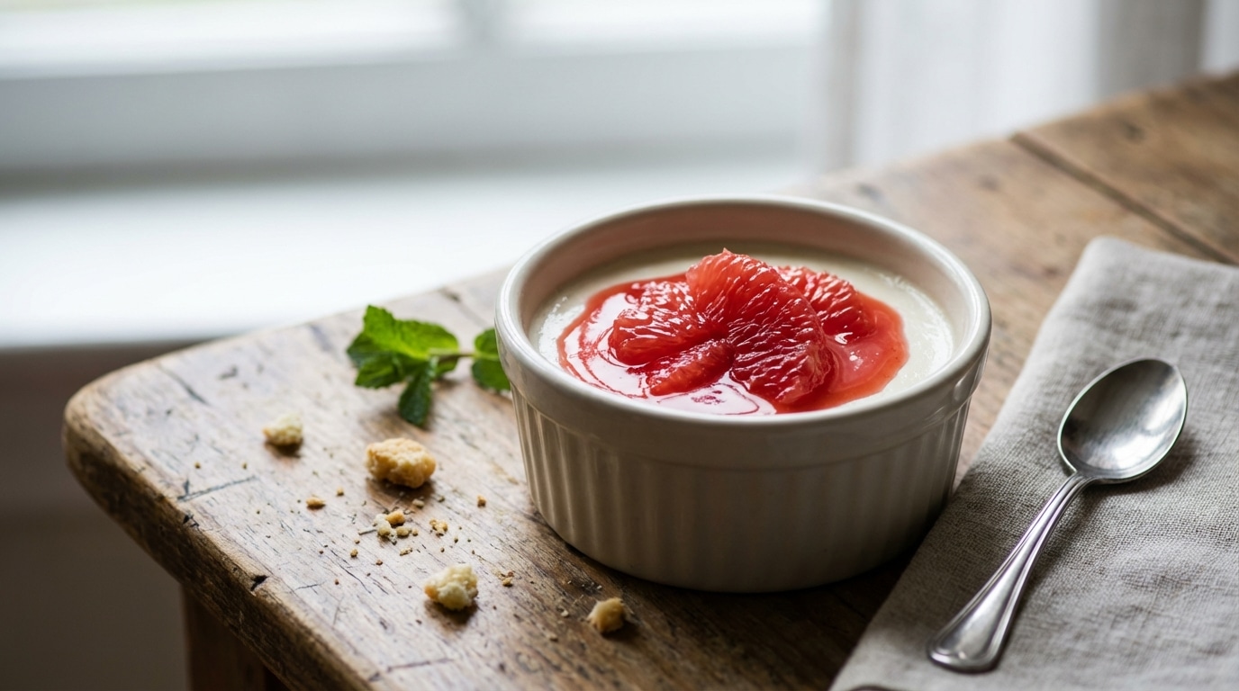 J’ai ajouté un seul fruit de saison dans ma panna cotta : « plus jamais je ne reviendrai à la vanille »