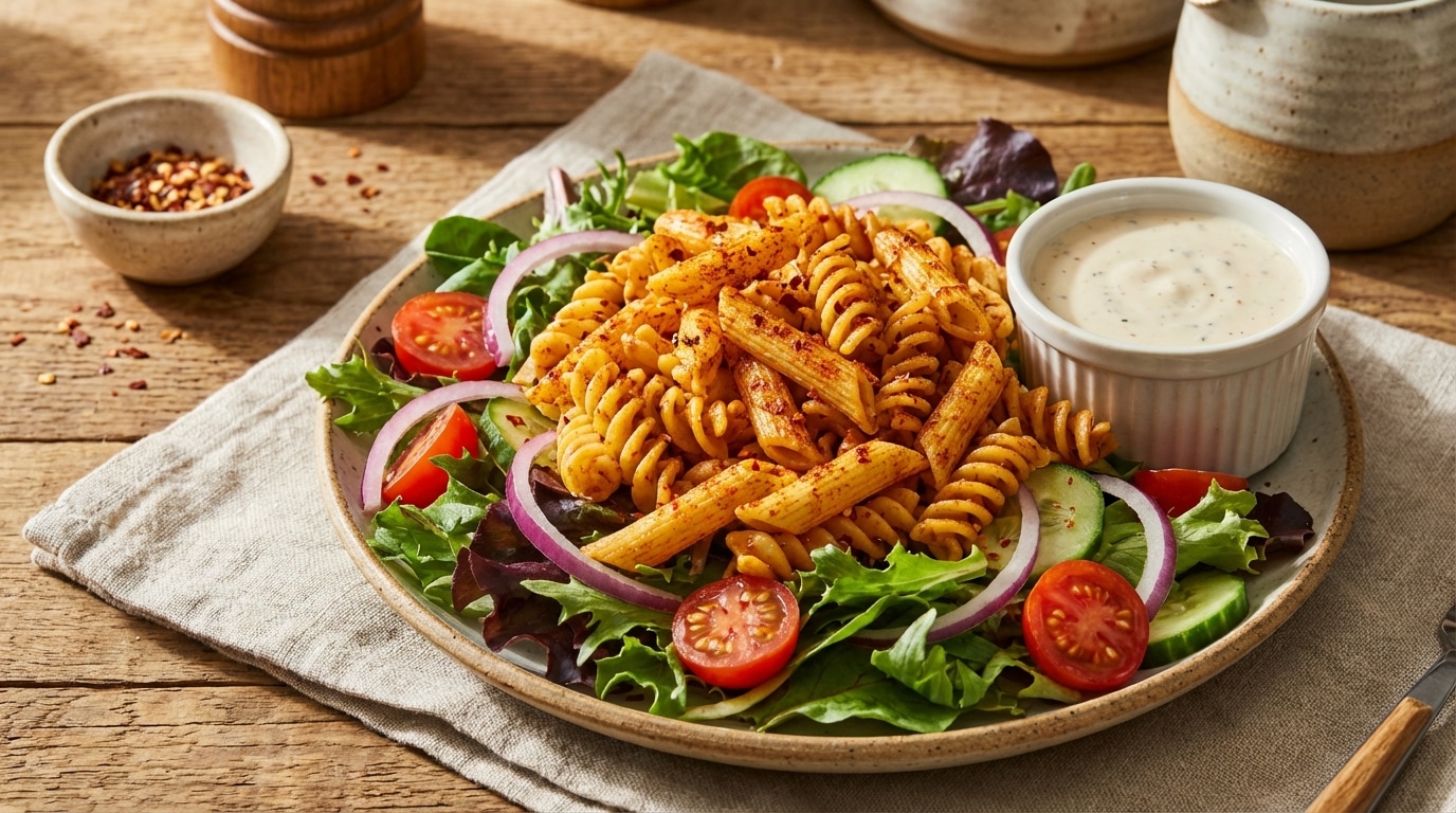 250 g de pâtes, une plaque au four et 20 minutes : cette salade tiède a rendu mes apéros addictifs