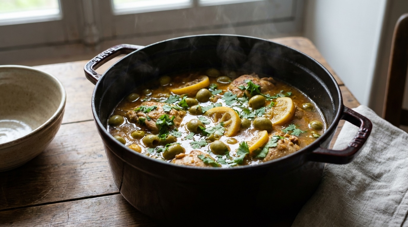 « J’ai ajouté un seul ingrédient acide dans ma cocotte » : mon poulet aux olives a changé de dimension en 45 minutes