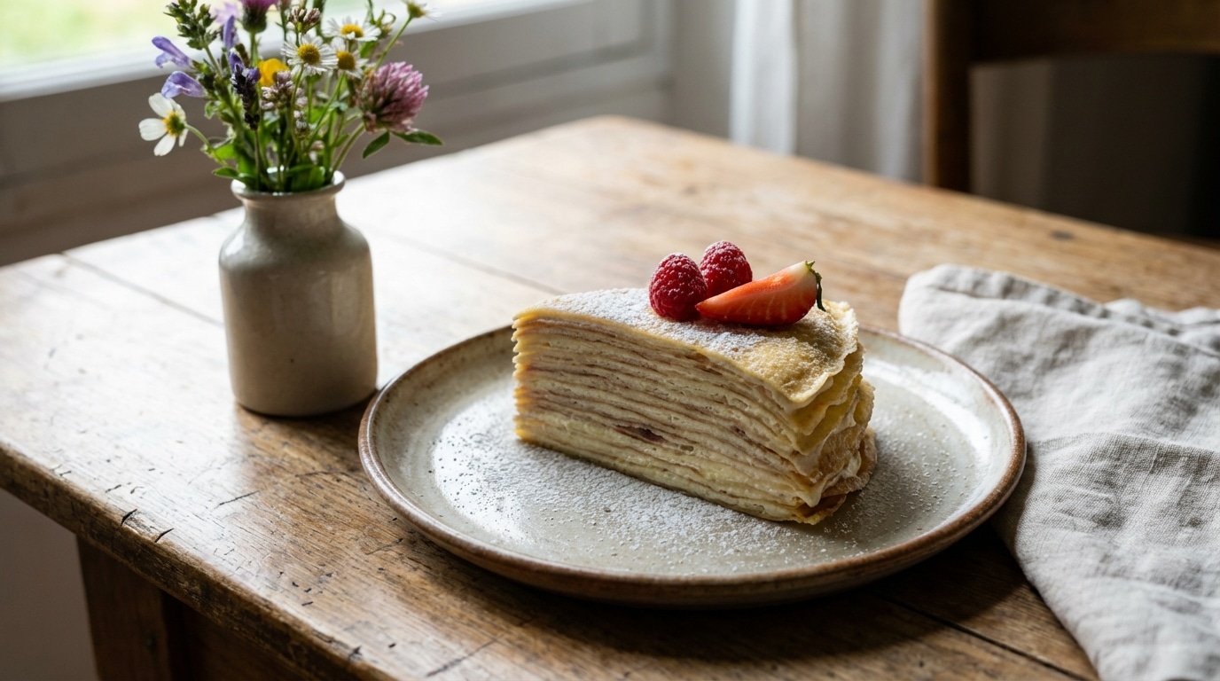 J’ai empilé mes crêpes avec cette méthode et le résultat se découpe comme un vrai dessert de chef