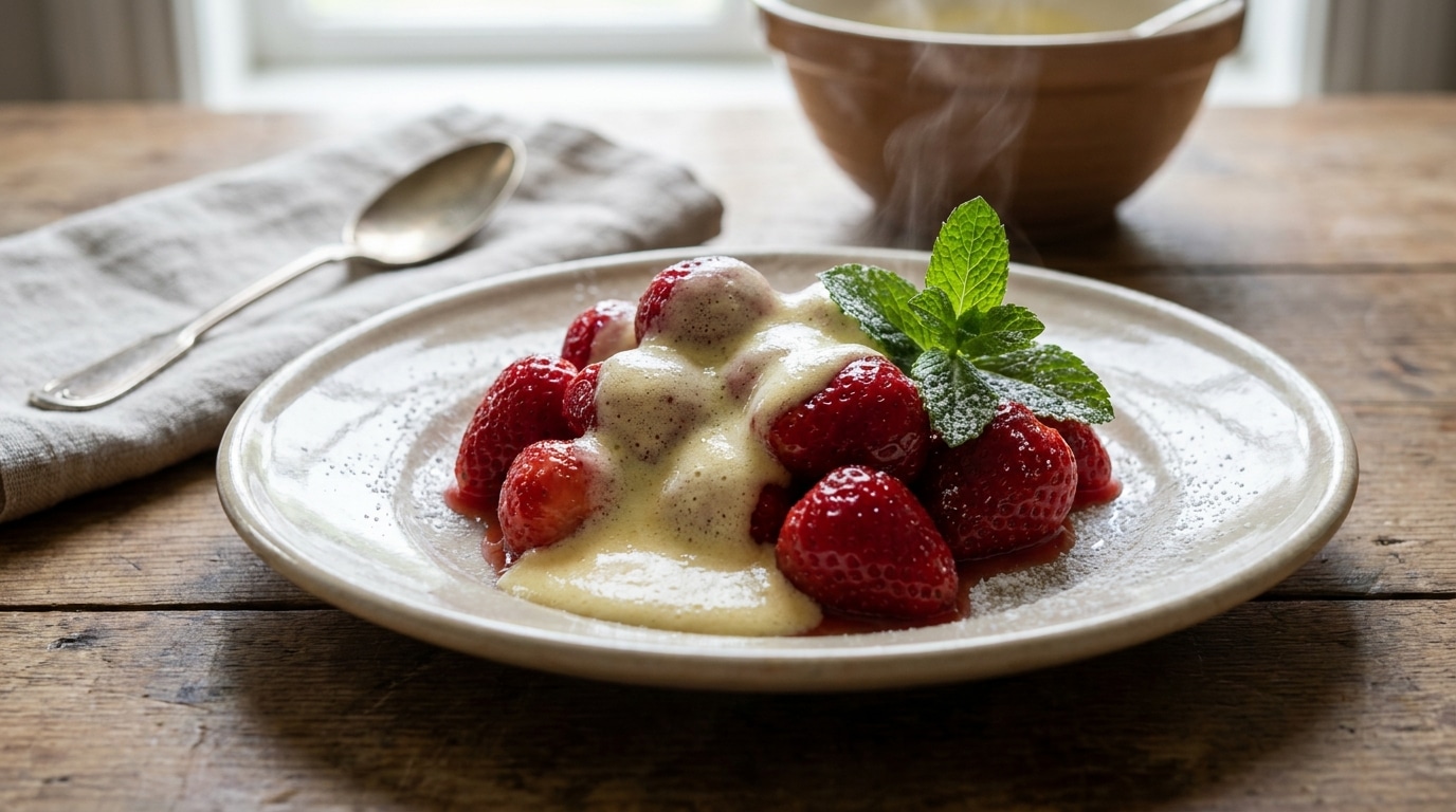 Je cherchais un dessert de dernière minute pour mes invités du dimanche : le jour où j&rsquo;ai testé ce sabayon aux fraises, ils ont tous voulu repartir avec la recette griffonnée