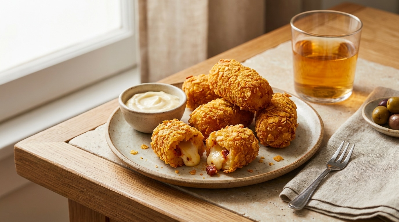 roquettes panées de pommes de terre au chorizo, cœur mozzarella, croustillantes et faciles à partager à l’apéro
