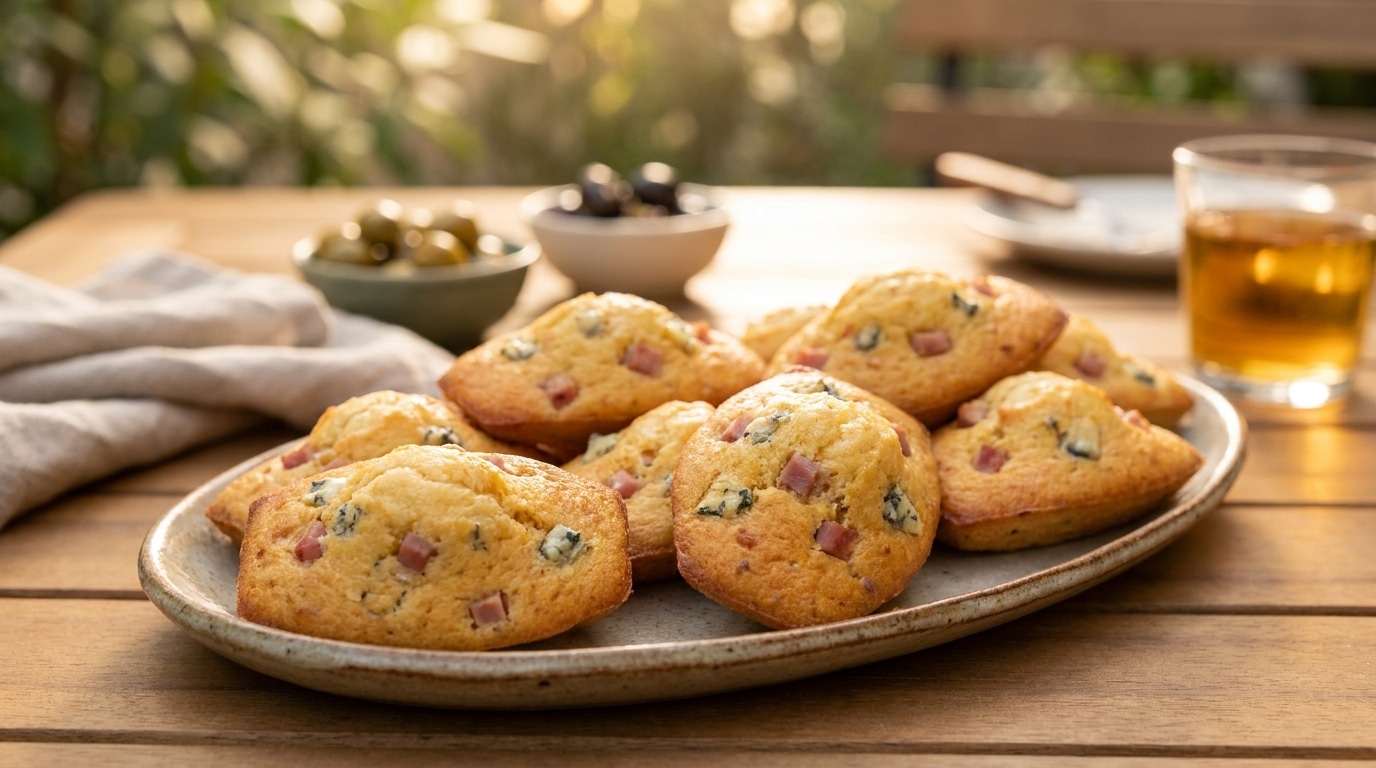 Ces madeleines salées minute (prêtes en 25 minutes) cachent un duo de caractère qui surprend dès la première bouchée