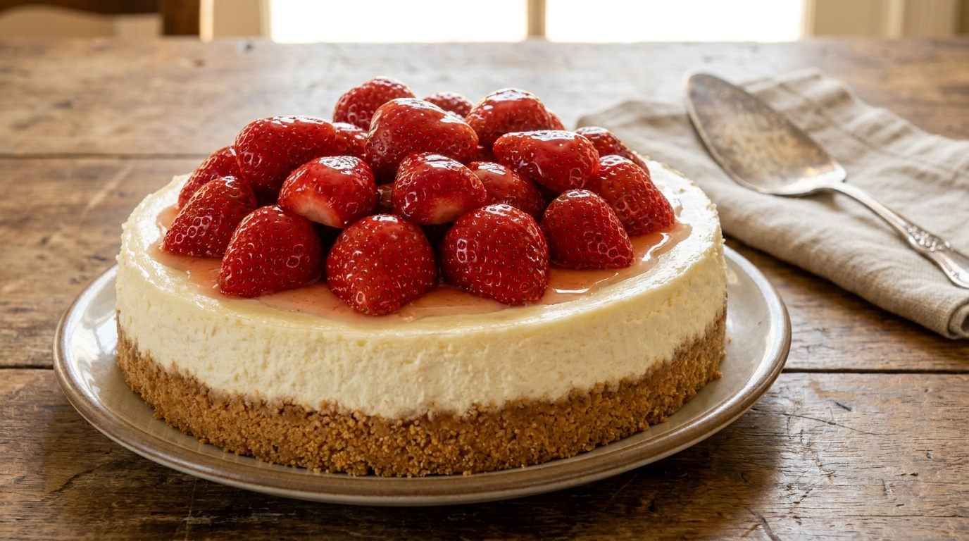 C’est fini pour les fraisiers interminables à monter : cet été, ce cheesecake aux fraises bien frais se prépare sans même allumer le four
