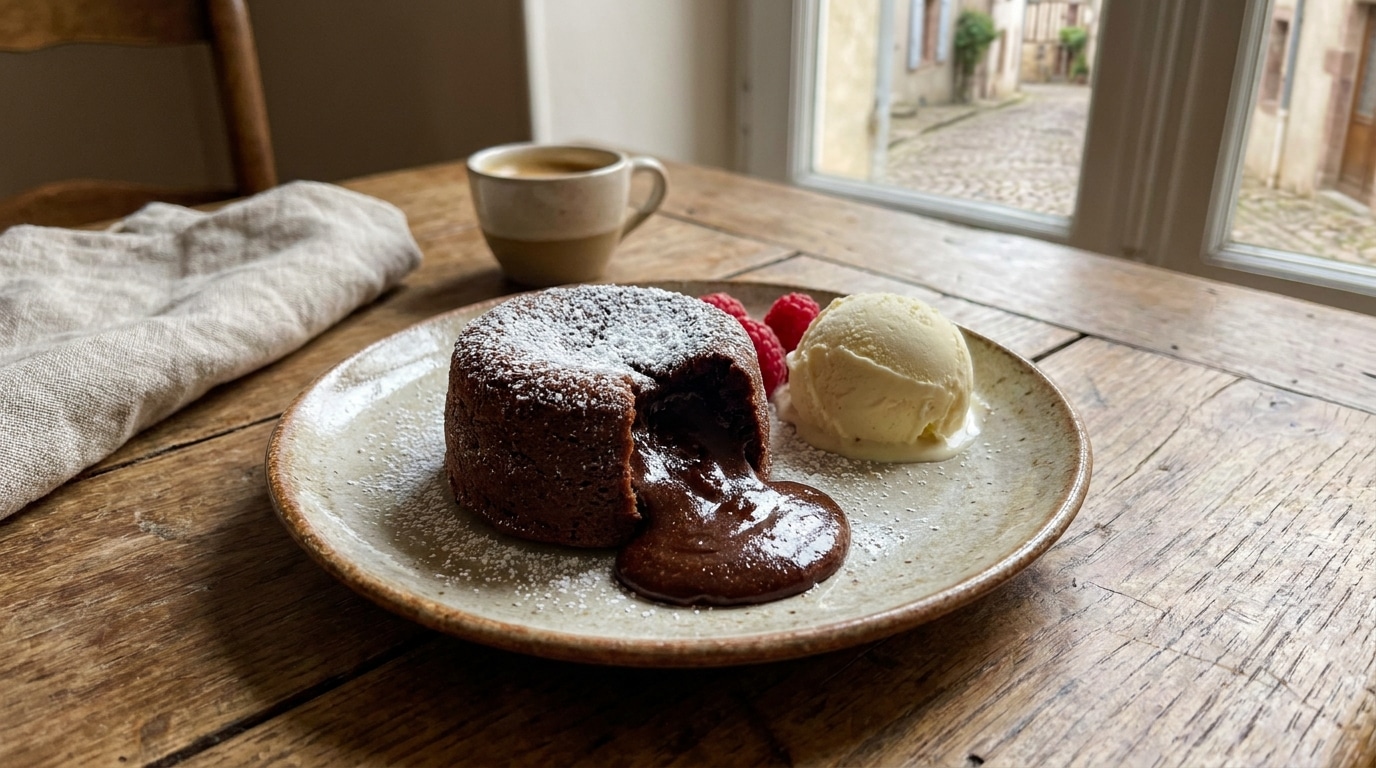 J’ai enfourné ce mi-cuit au chocolat juste avant le café : quand les cuillères ont percé la surface, le silence autour de la table m’a dit que c’était gagné