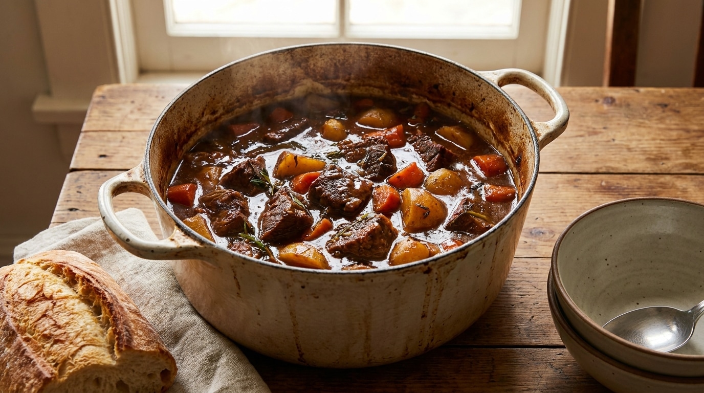 J’ai mijoté mon spezzatino de bœuf comme un bourguignon classique : le jour où une mamma italienne a vu ma cocotte, elle m’a montré ce que je faisais de travers
