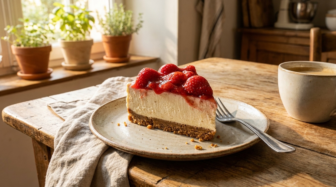 J’ai préparé ce cheesecake fraises-spéculoos sans allumer le four : c’est le temps de repos qui a tout décidé