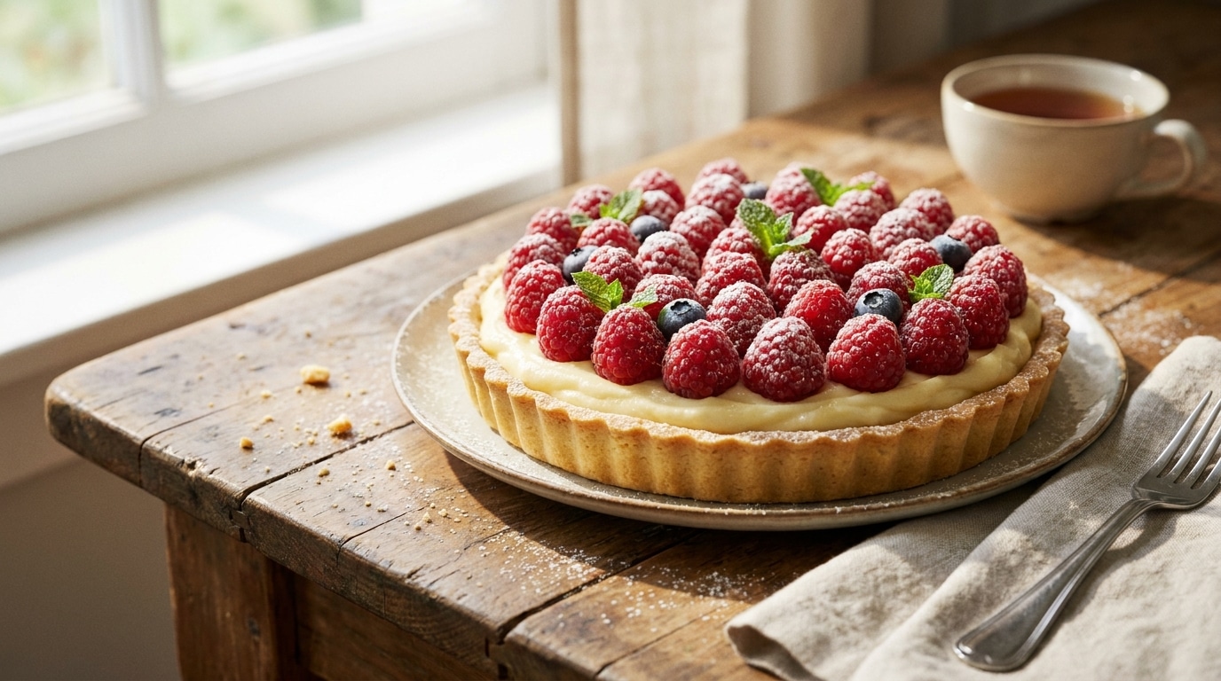J&rsquo;avais toujours fait ma tarte aux framboises sur une pâte nature : une pâtissière m&rsquo;a montré le geste tout bête qui la rend irrésistiblement fraîche