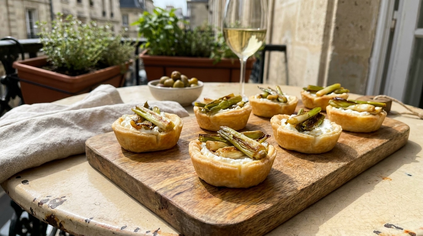 « Mes invités en redemandent » : les tartelettes oignons nouveaux et fromage frais qui ont remplacé tous mes apéros classiques