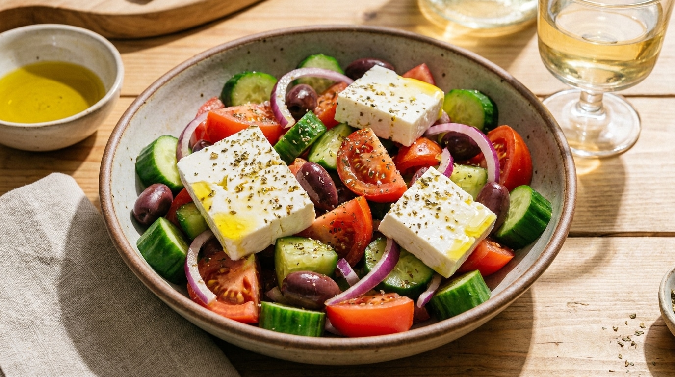 Salade grecque express en 10 minutes : le petit twist qui la rend irrésistible (et ultra croquante)