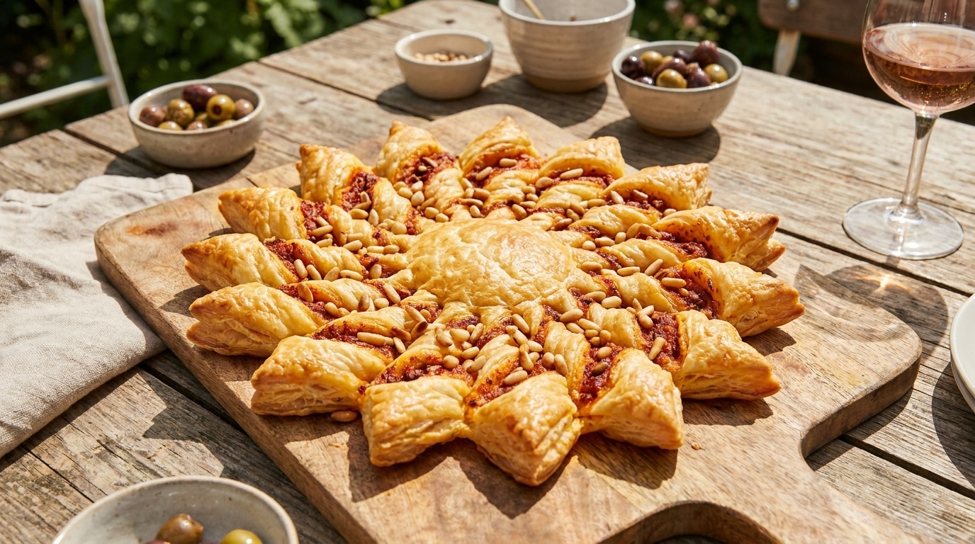 « Tu as commandé ça où ? » : non, cette tarte soleil au pesto et aux pignons se fait avec une seule pâte et zéro stress