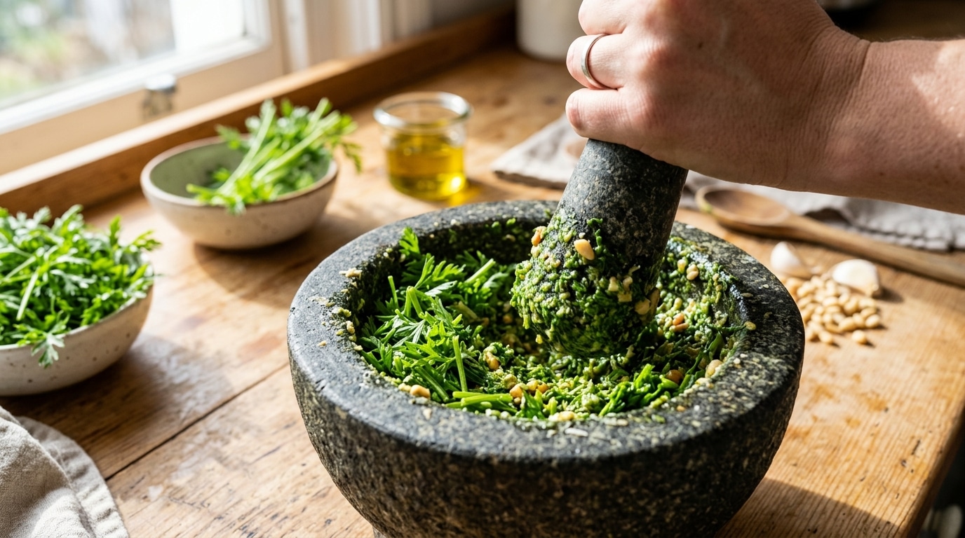 C’est fini pour le pesto du commerce : en 2026, les chefs le préparent tous avec cette partie du légume qu’on met à la poubelle