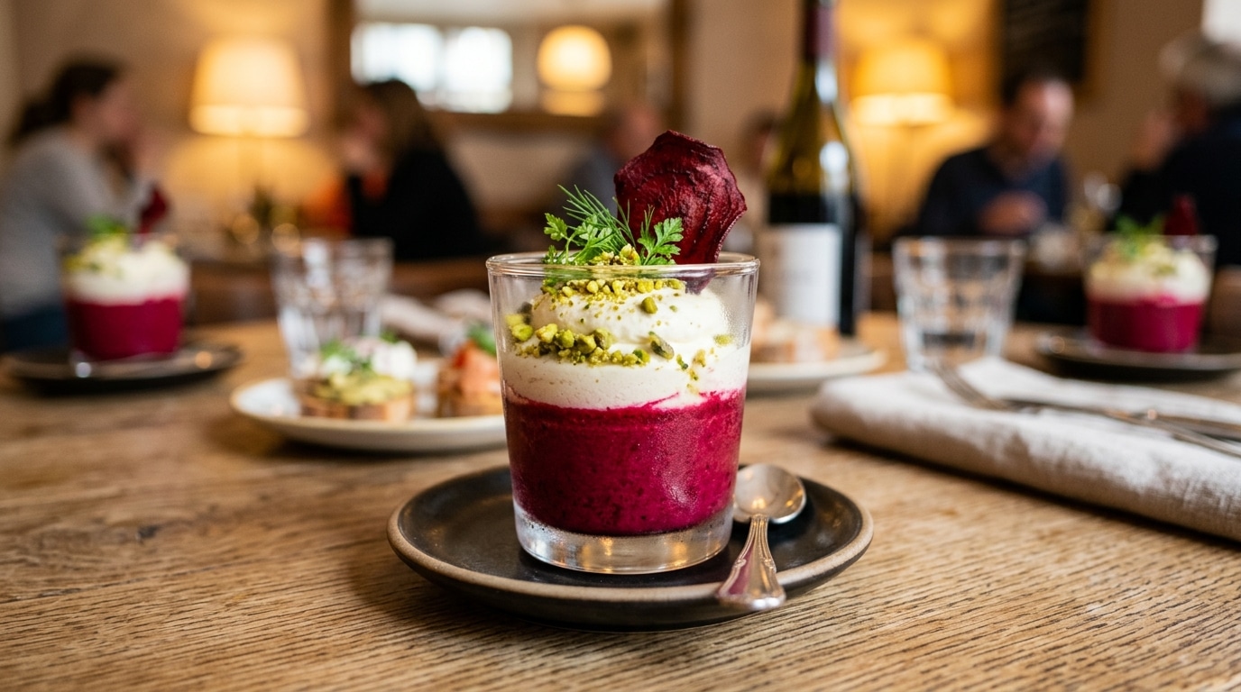 Cette verrine glacée à la betterave cache une folle surprise acidulée : l’apéritif express (et totalement bluffant)