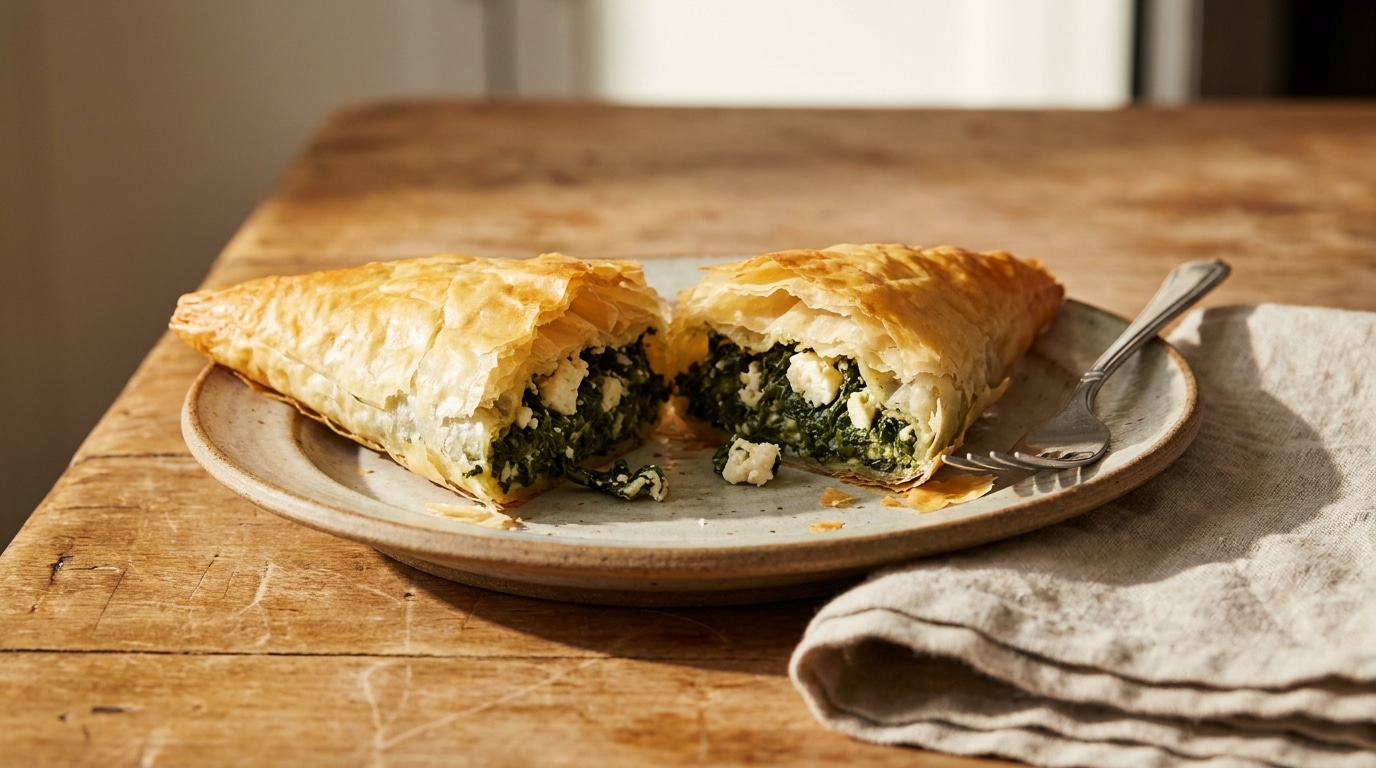 Fini la quiche du dimanche : cette spanakopita grecque crousti-fondante aux épinards et feta se prépare sans pâte à étaler