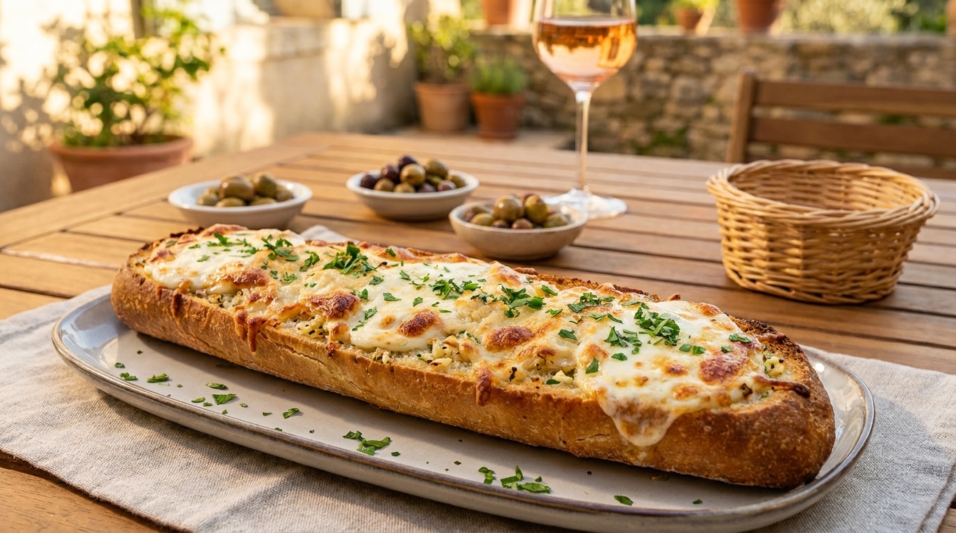 J’ai posé un simple pain à l’ail au parmesan au centre de la table à l’apéritif : le soir où je l’ai sorti du four, mes invités ont arrêté de toucher au reste
