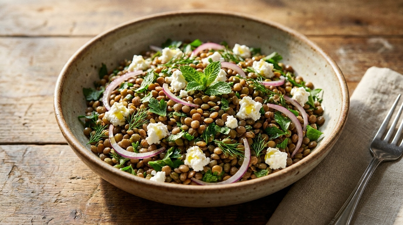 J’ai posé une salade de lentilles au fromage frais sur la table juste pour changer : depuis, mes invités me la réclament à chaque repas