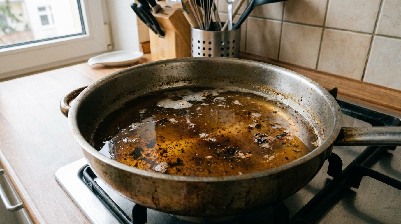 J’ai versé un mélange tiède dans mon huile de friture juste pour voir : ce qui s’est agglutiné au fond m’a coupé l’appétit