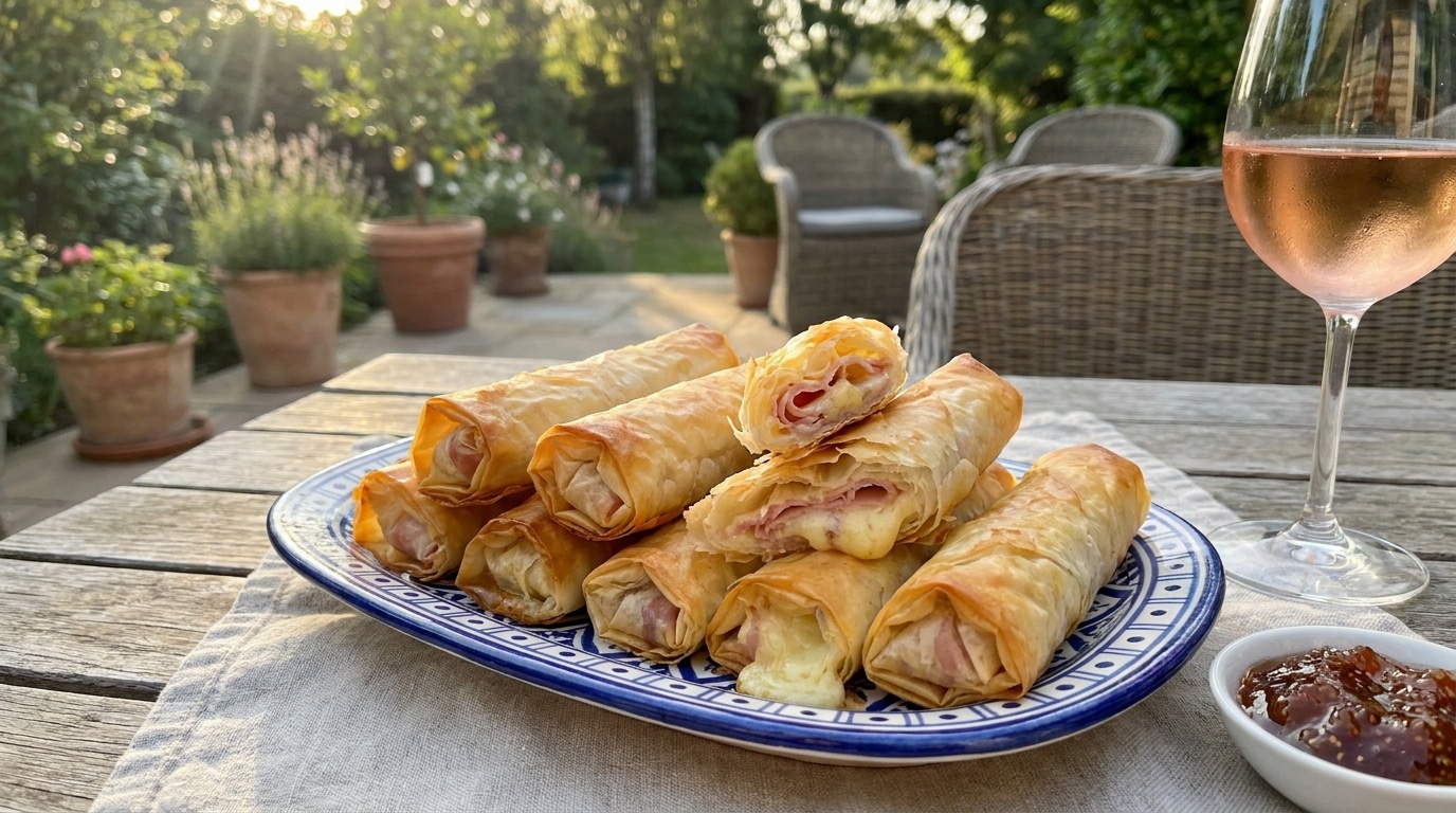 Sous la croûte dorée de ces cigares jambon-fromage se cache l’astuce que tous mes invités me réclament pour l’apéro