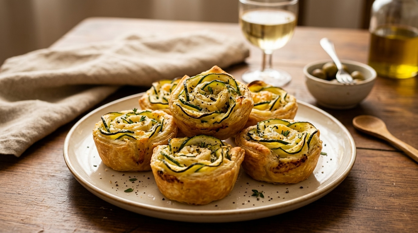 Fini le stress de l’apéro improvisé : ces petites roses de courgettes se préparent la veille et n’attendent que le four
