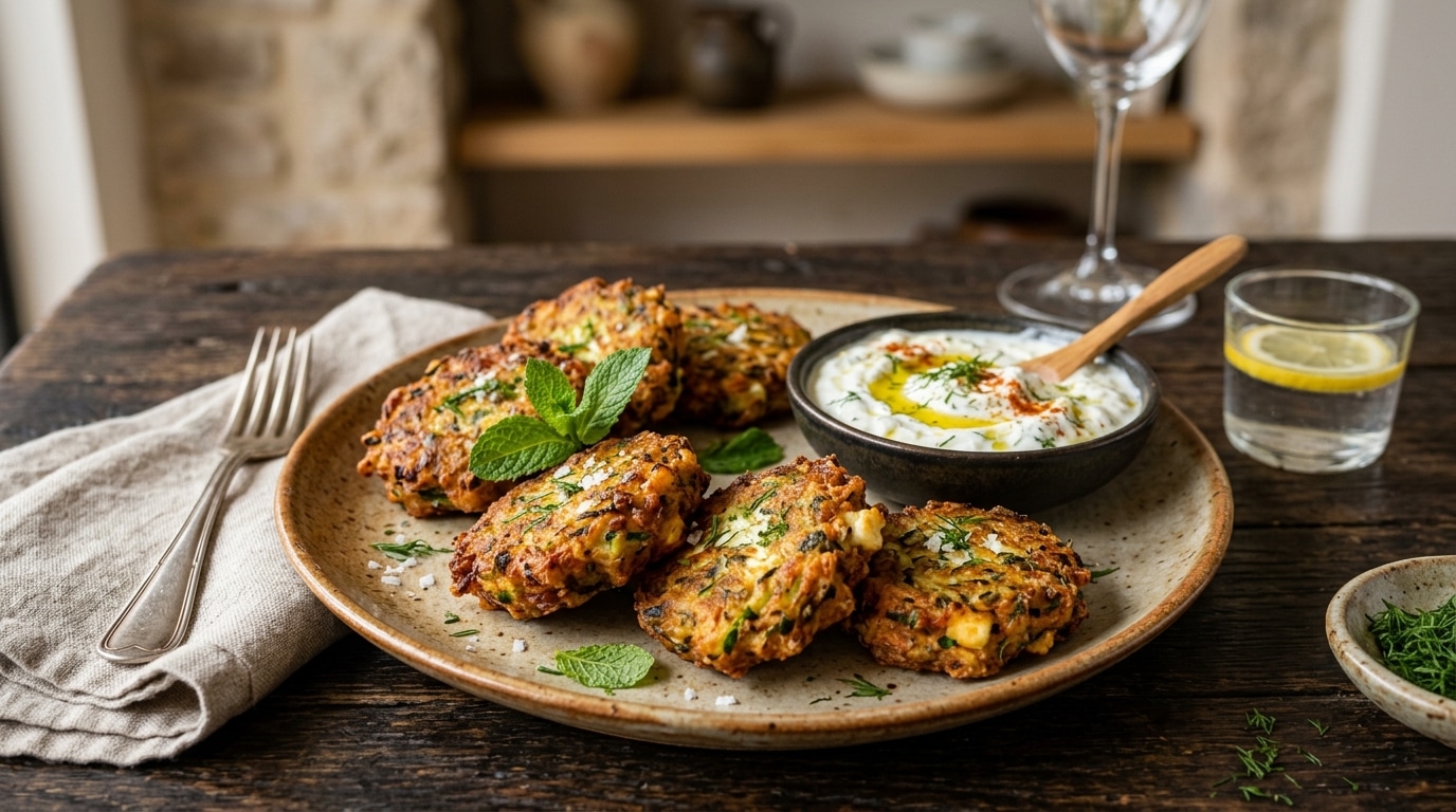 Fini les beignets de courgette mollassons : ces galettes grecques à la feta et à la menthe restent croustillantes jusqu’à la dernière bouchée