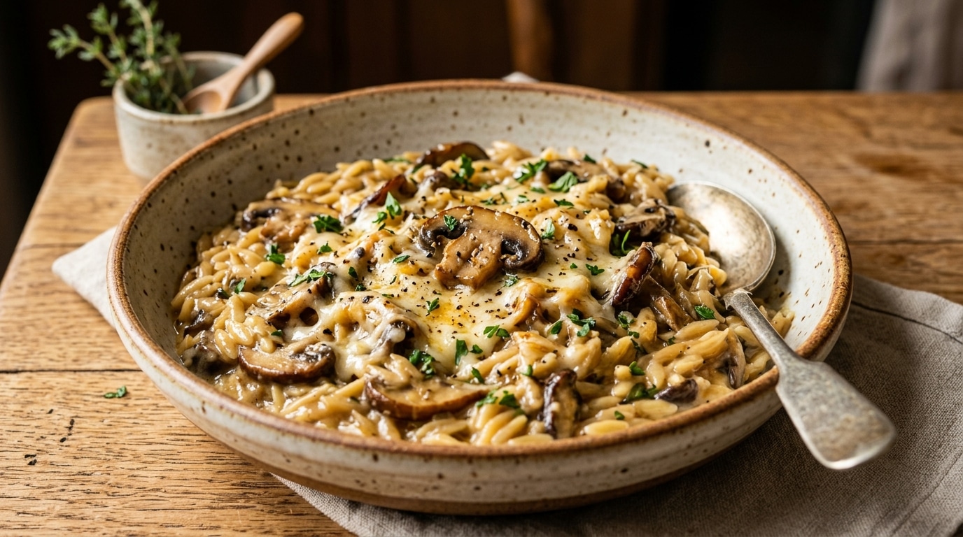 Fini les risottos qu’on remue trente minutes : la casserole unique aux champignons et au comté qui sauve les soirs de rentrée