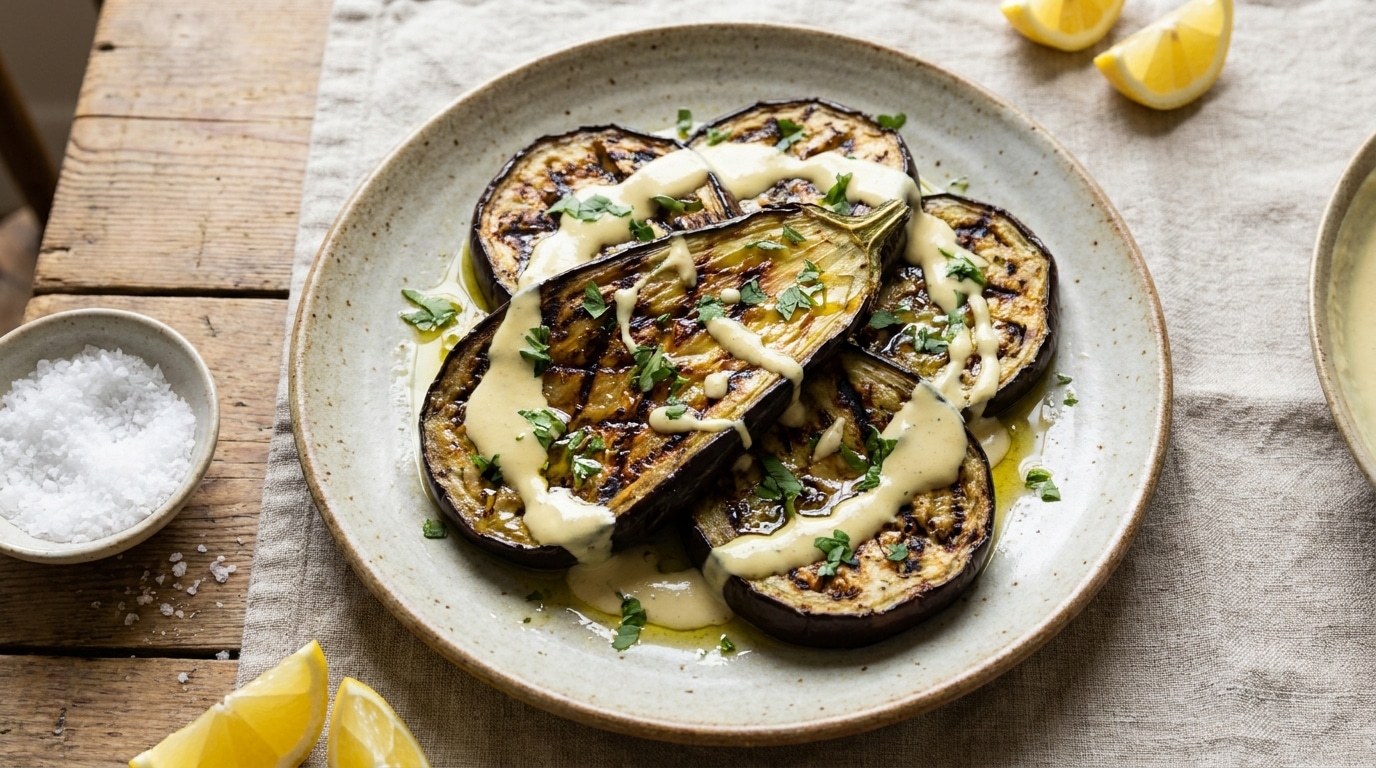 J’ai badigeonné mes tranches d’aubergines avant de les poser sur la plancha juste pour gagner du temps : le plat est reparti vide en dix minutes