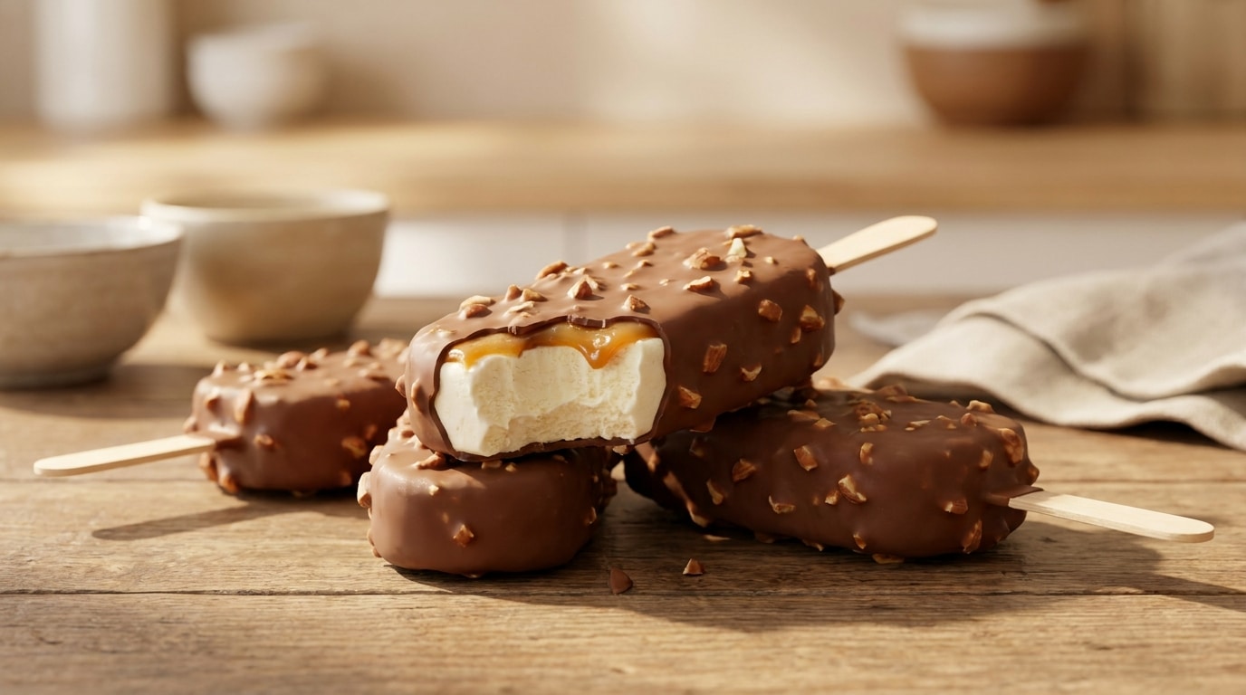J’ai fabriqué mes bâtonnets glacés vanille sans sorbetière juste pour occuper les enfants : personne n’a deviné ce qu’il y avait sous le chocolat